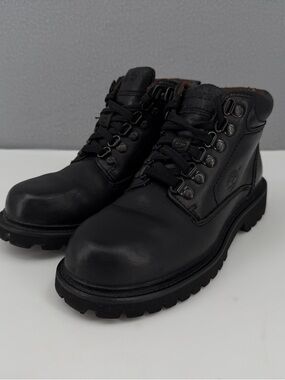 Timberland Black Leather Boots Womens 7.5 Chukka Ankle Lace-Up Hiking 81307 5327